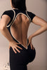 The Contour Suit Negro - Sesgo crudo - Ruching Edition